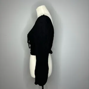 Altar'd State- Black Long Sleeve Crop Top thumbnail 2