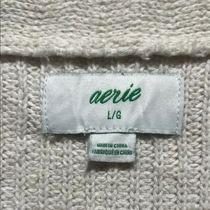 Aerie Cream Button-Up Knit Cardigan Sweater‎ Woman's Size Large thumbnail 2