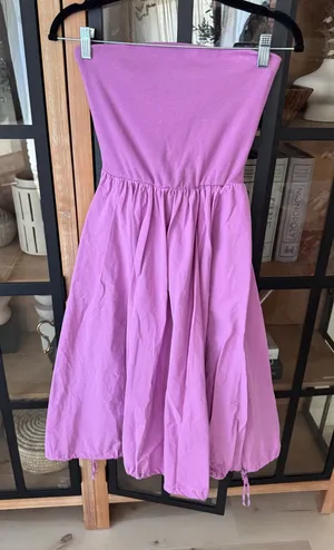 Daily Practice by Anthropologie Strapless Midi Dress ribbed orchid tube cotton thumbnail 1