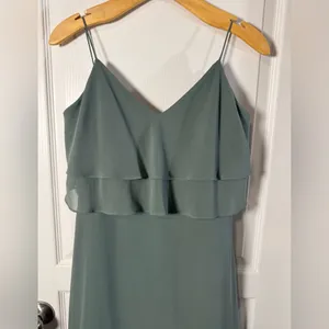 Jenny Yoo Sage Green Layered Maxi night Party Prom Dress size 8 thumbnail 5