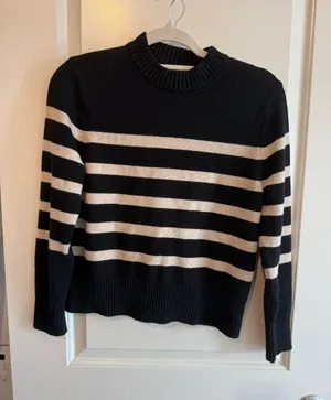 a new day Black and Cream Striped Crewneck Sweater thumbnail 1