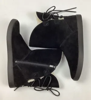 Koolaburra by UGG Shazi Black Suede Short Boots Tie Back Zip Size 9 NWOT thumbnail 1