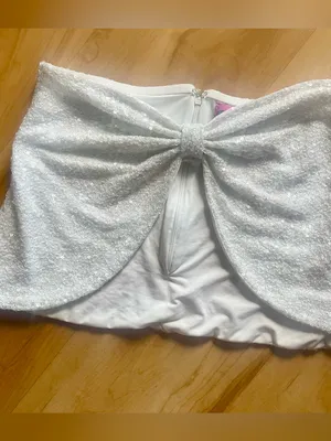 Edikted White Sequin Split‑Front Elegant Crop Top Party Elegant Y2K Going Out M thumbnail 2