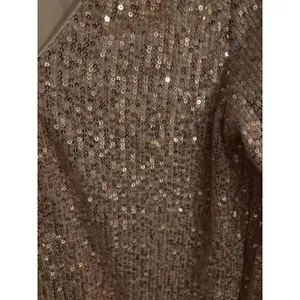 Lulus Rose Gold Sequin V-Neck Shift Mini Dress 3/4 Sleeve Small thumbnail 2