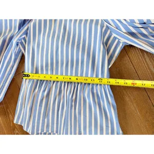 Fifteen Twenty Striped Open Back Bow‎ Peplum Top Womens Blue White Small thumbnail 6