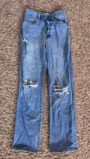 Windsor Women's High-Rise Distressed Blue Denim Jeans thumbnail 1