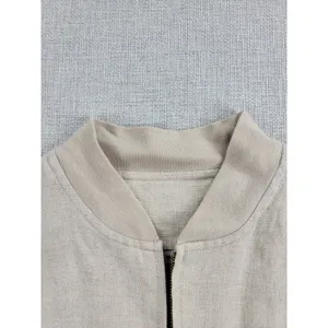 Richard Malcolm Womens Bomber Jacket Size S Cream Linen Zip Up Utility Cargo thumbnail 8