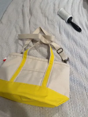 ShoreBags Canvas Boat Tote Bag with Crossbody Strap Yellow and Natural thumbnail 10