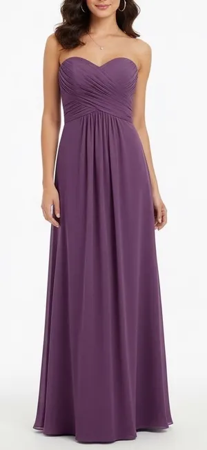 Davids Bridal Strapless Pleated Empire Waist Maxi Dress Purple Size 4 thumbnail 1
