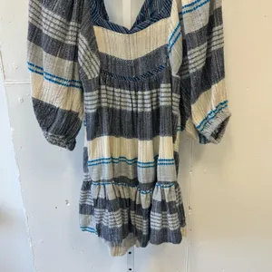 Free People All Lined Up Multi Striped Gauzy Mini Dress Boho Lightweight Blue Sm thumbnail 7