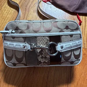 Coach Y2K Signature Patchwork Fanny Pack Belt Bag Small Tan White Canvas Leather thumbnail 7