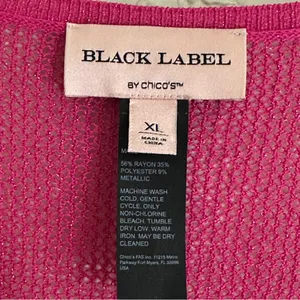 Chico's Black Label V-Neck Metallic Sweater Pink XL Women Shimmer Knit‎ Pullover thumbnail 5