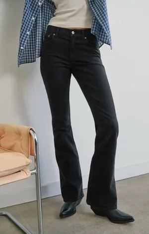 Abercrombie and Fitch Mid Rise Bootcut Jean — Black thumbnail 1