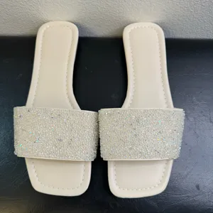 New. Elegant white Beaded Women's Casual Slide Sandals– Comfortable thumbnail 3