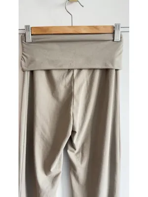Kimberly C Soft Foldover Flare Pants Taupe Lounge Yoga Stretch Small thumbnail 8