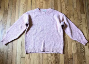 Pink Clover NWT Pink Heathered Crewneck Pullover Sweater Size L thumbnail 1