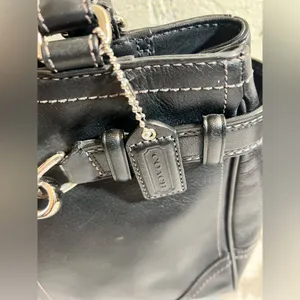 COACH Black Leather Handbag, Vintage, gently used, great condition thumbnail 3