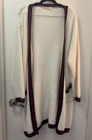 Women’s Knit Cardigan Sweater | Lightweight Open Front Layer White Size L thumbnail 1