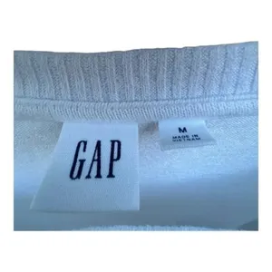 Gap white‎ long sleeve lightweight crewneck sweater ribbed sleeves size medium‌ thumbnail 4