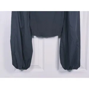 Abercrombie Womens Balloon Sleeve Crop Top Size M Black Coquette Romantic Dainty thumbnail 6