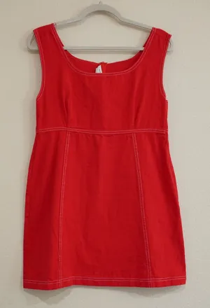 Urban Renewal Large Mini Dress Red Contrast Stitch Sleeveless Retro Mod thumbnail 1