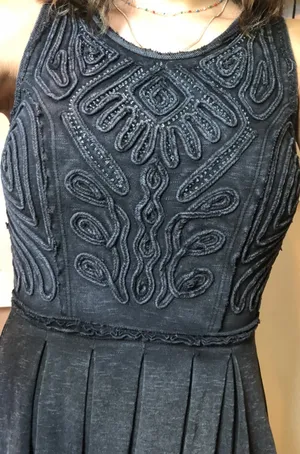 Free People Black Boho Beaded Mini Dress thumbnail 8