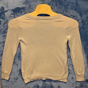 1812 | J.Crew Mercantile V-Neck Cotton Knit Sweater‎ Tan Women Small thumbnail 2