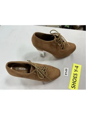 Womans Excellent Condition Delicacy Clear Lace Up Platform Shoes 6 Brown thumbnail 2