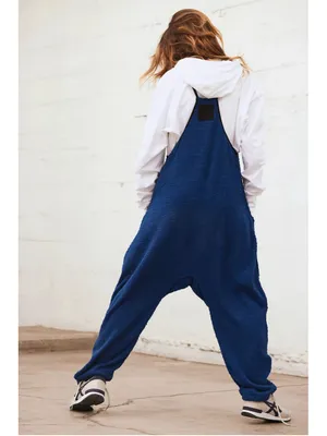 Free People Movement Hot Shot Cuddle Up Cozy Jumpsuit Size L Prep School Blue thumbnail 4