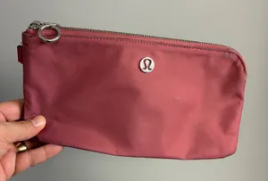 Lululemon Double Zip Pouch Pink Nylon Travel Wallet Organizer Clutch thumbnail 1