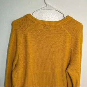 Old Navy Women's Size Large Hi Emotion‎ Pullover Sweater Mustard Yellow Crewneck thumbnail 7