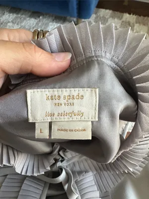 kate spade Pleated Ruffle Neck Sleeveless Top in Light Gray thumbnail 6