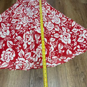 Y2K Moda Red Floral 100% Silk Halter‎ Dress Ruched Waist Size 4 Romantic flowy thumbnail 12