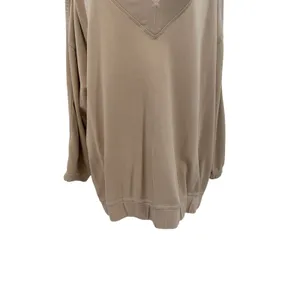 Free People Key Player Layer Sweatshirt Doe Oversized‎ V Neck Tunic Top Medium thumbnail 5