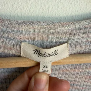 MADEWELL Space-Dye Pastel Faux Wrap Soft Rainbow Long Sleeve Knit Top Womens XL thumbnail 5