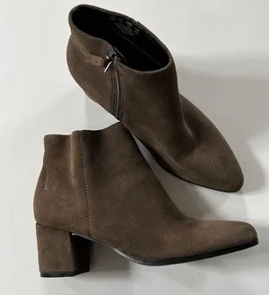 Franco Sarto Womens Casual Leather Ankle Boots Brown Booties Size 6M thumbnail 1