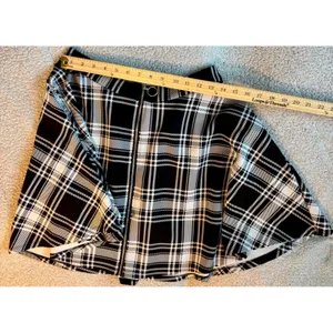 Hot Topic Black White Plaid O-Ring Zipper Skater Skirt XL thumbnail 2