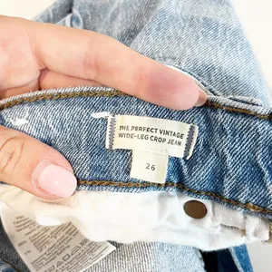 Madewell The Perfect Vintage High Rise Wide Leg Crop Jeans Blue 26 thumbnail 3