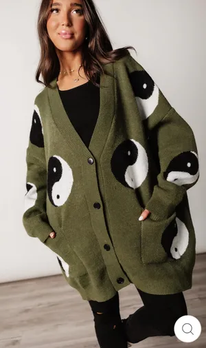 Olive Yin Yang Cardigan Boutique thumbnail 1