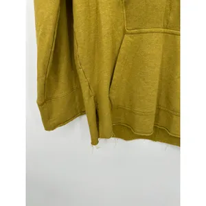 Nike Dri-fit Sweatshirt‎ Women XS Mustard Yellow Hoodie Cut Off Yoga Fringe thumbnail 3