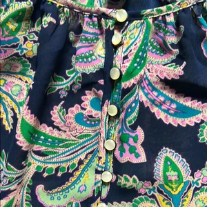 Chaps Blue and Green Relaxed Ruffled Blouse thumbnail 3