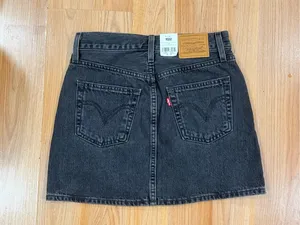 Levi's Black Denim Mini Skirt with Silver Stud Accents thumbnail 6