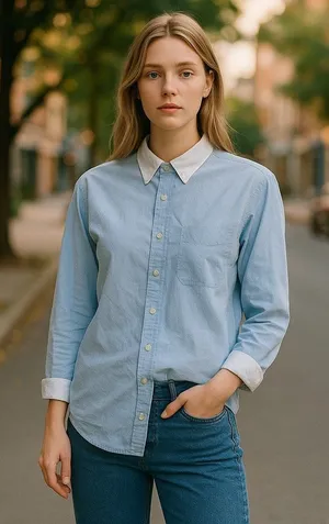 5/$35 ‎ Old Navy Womens Shirt Sz S The Boyfriend Blue White Pinstripe Dress thumbnail 1