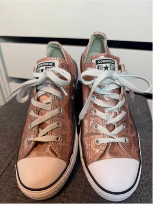 Converse Chuck Taylor All Star Low Top Pink Glitter Sneakers Jr Size 6 Women 8 thumbnail 2