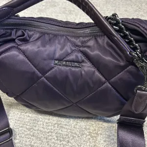 MZ WALLACE Quilted Madison Nylon Shoulder Hand Bag Crossbody Dark Purple Purse thumbnail 2