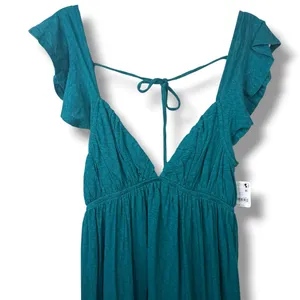 NEW Free People Free-est Tropic Teal Aquamarine String Of Hearts Midi Dress XS thumbnail 6