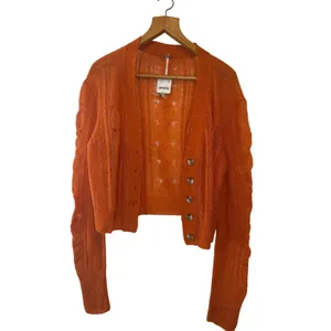 Free People Moon Sky Alpaca Cardigan Orange Zest Size L NWT‎ thumbnail 3