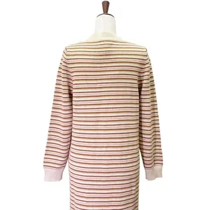 NWT Roolee Sweater Dress Small Cream Pink Brown Striped Knit Midi Long Sleeve thumbnail 9