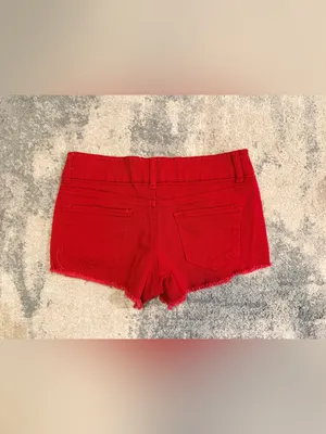 Refuge Red Denim Cutoff Shorts thumbnail 2