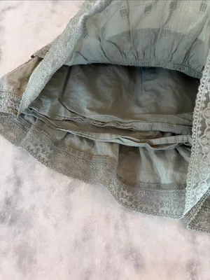 Altar'd State Sage Green Tiered Lace-Trim Mini Skirt (This is shorts!) thumbnail 3